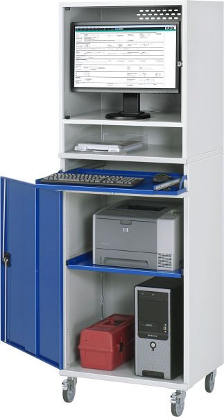Armoire informatique RAU - modèle 65, L650 x P520 x H1895 mm, avec jeu de roulettes, 07-650-M65-MG5F.11
