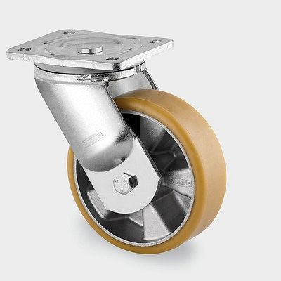 Roulette pivotante TENTE-ROLLEN, roue Ø 125 mm, capacité de charge 500 kg, hauteur de construction 170 mm, A 92 Shore, 9680ITP125P63 Plat