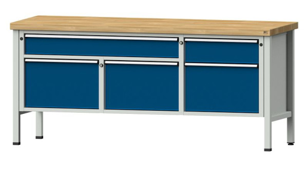 Établis ANKE Établi en caisson, modèle 280 V, 2000 x 700 x 900 mm, RAL 7035/5010, BMP 50 mm, 304.503