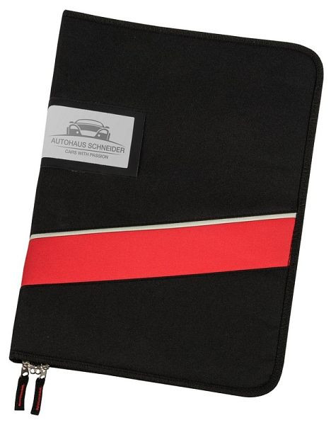 Etui à clés Eichner XL noir/rouge en polyester, 27,5 x 38,5 x 4 cm, pour 28 clés avec porte-clés amovible et 2 porte-stylos, 9201-00035