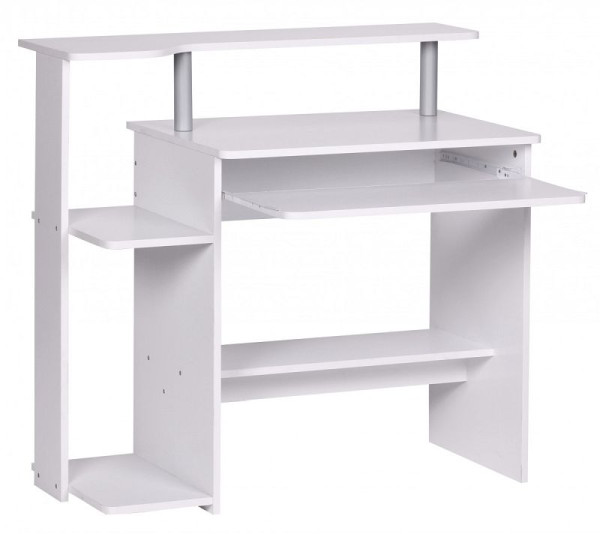 Wohnling table d'ordinateur blanche 94 x 90,5 x 48,5 cm table d'ordinateur portable moderne avec tiroir pour clavier, WL1.153