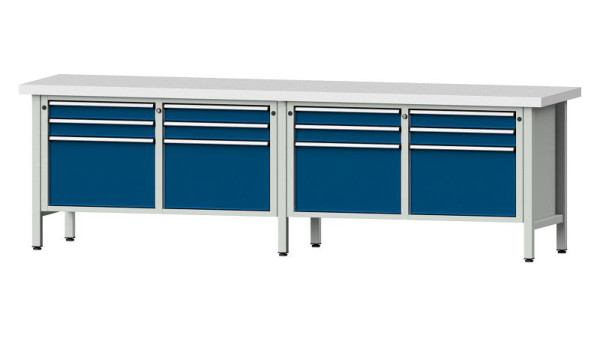 Établis ANKE Établi en caisson, modèle 233 V, 2800 x 700 x 850 mm, RAL 7035/5010, KSP 50 mm, 305.054