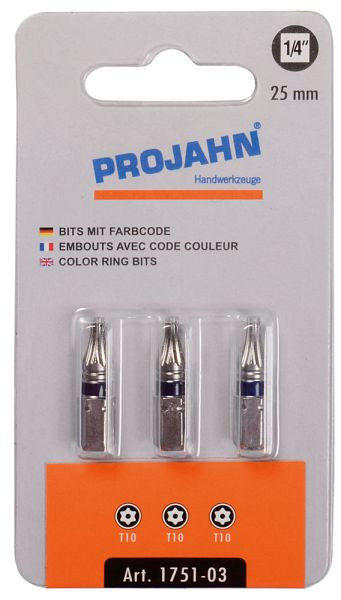 Embout marqué Projahn 1/4" L25 mm TX avec alésage T40 3-pack, 1757-03