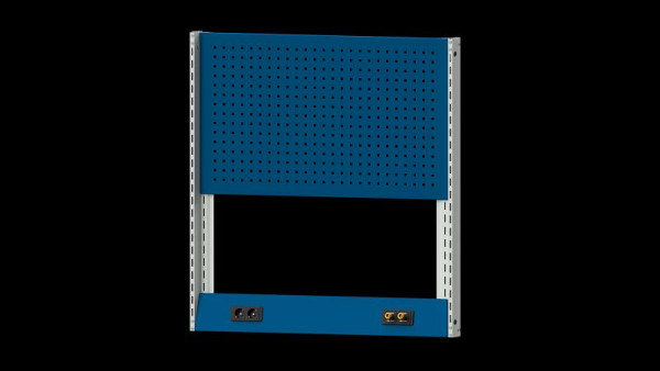 Structure de base des établis ANKE structure du système, 1120 x 107 x 1200 mm, RAL 7035/5010, double prise et double air comprimé avec raccords rapides, 340.359
