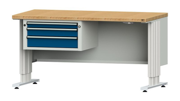 Établis ANKE table de travail LIFT avec sous-structure, modèle 502 VL, 1500 x 800 x 740-1140 mm, RAL 7035/5010, BMP 40 mm, 405.240