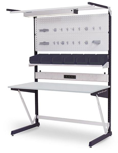 Table de travail Bedrunka+Hirth avec structure multi-parois, dimensions en mm (LxPxH) : 1500 x 800 x 2070, E07.899.01