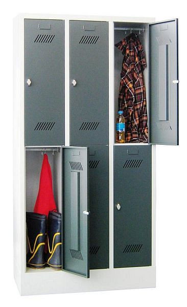 Vestiaire Pavoy avec socle 1850/500/900, 3l x 2h, serrure à cylindre, largeur de compartiment 300, 60260-323-431-910204