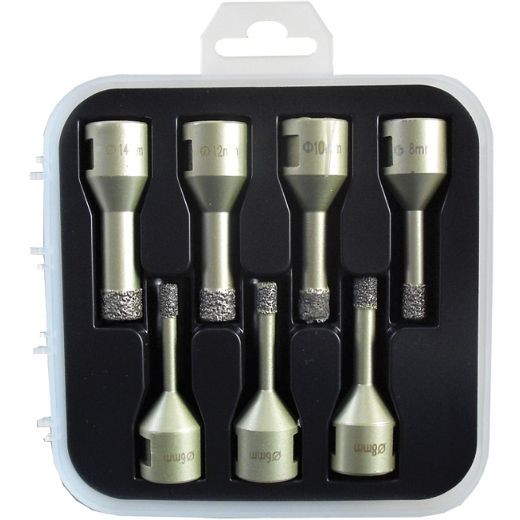 SET de carotteuses ELMAG DiaProfi, avec 2x 6 mm et 8 mm chacun, 1x 10 mm, 1x 12 mm et 1x 14 mm support : M14, 62320