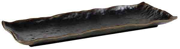 Plateau APS -MARONE-, 39 x 16 cm, hauteur : 3 cm, mélamine, noir, avec bord marron, 84118