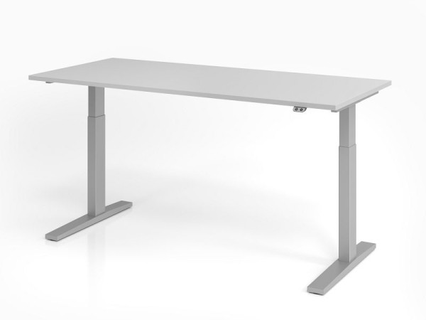 Bureau Hammerbacher XMKA19, 180 x 80 cm, plateau : gris, épaisseur 25 mm, chant épais en ABS, forme rectangulaire, VXMKA19/5/S