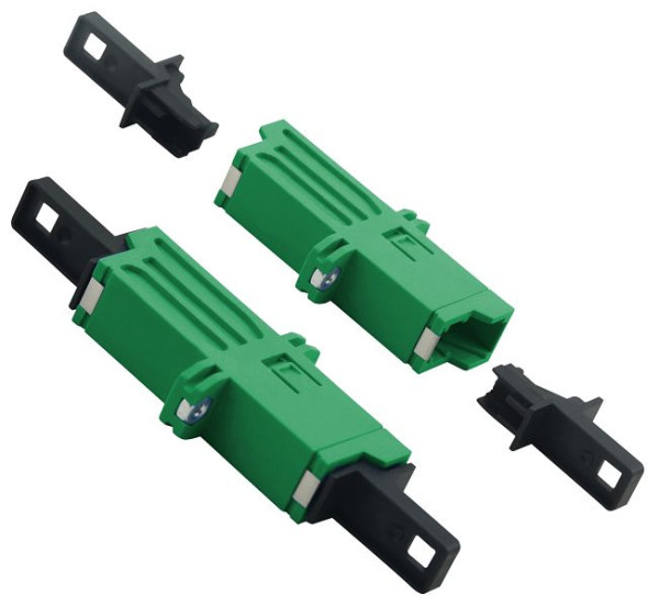 Accouplement Helos LWL E2000® APC 8° (LSH) simplex monomode OS2 vert, 257826
