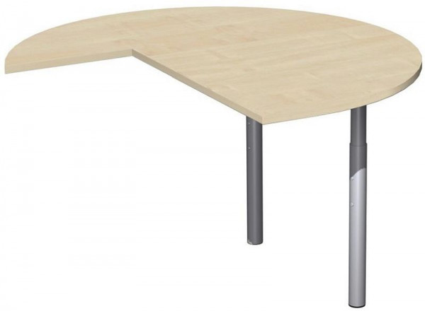 table d'appoint geramöbel trois quarts de cercle droite, pieds de support, matériel de liaison inclus, réglable en hauteur, 1200x1200x680-820, érable/argent, N-657012-AS