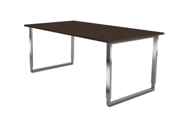 Bureau réglable en hauteur Kerkmann avec structure en fer, Aveto, L 1800 x P 800 x H 680-820 mm, wengé, 11431451
