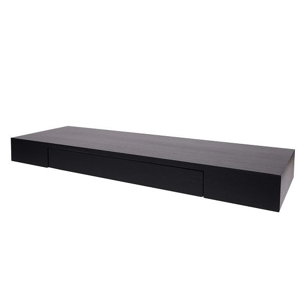 Étagère murale Mendler HWC-H37, étagère flottante, étagère suspendue, tiroir en bois massif 8x80x25cm, noir, 72923