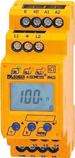 Surveillance d'isolement ELMAG BENDER IR423 à 2 niveaux pour appareils avec moteur KUBOTA, avertissement au niveau 1 et arrêt au niveau 2, 53326