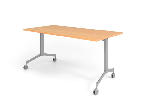 Table pliante mobile Hammerbacher 160x80cm, hêtre, plateau inclinable à 90°, VKF16/6/S