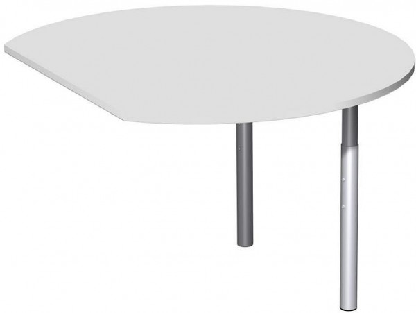 Table à rallonge geramöbel ronde avec pieds de support, y compris matériel de liaison, réglable en hauteur, 1200x1047x680-820, gris clair/argent, N-657207-LS