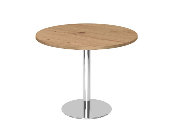 Table de réunion Hammerbacher 100cm ronde chêne noueux/chrome, VSTF10/R/C