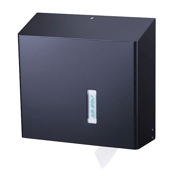 Distributeur de rouleaux duplex Air Wolf, série Omega, H x L x P : 350 x 377 x 133 mm, acier inoxydable revêtu de noir mat, 29-538