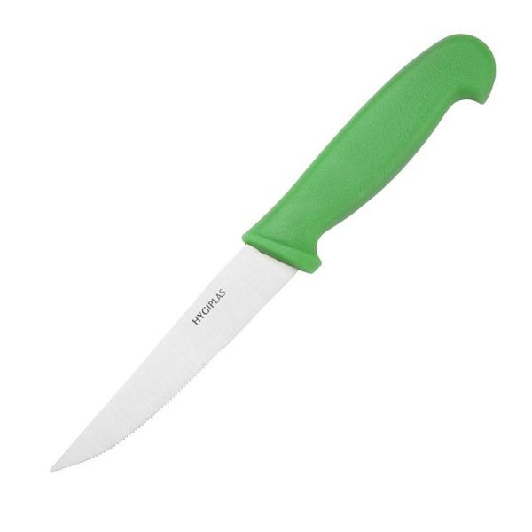 Couteau d'office Hygiplas dentelé 10cm vert, C862