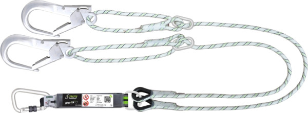Longe Kratos Y avec absorbeur d'énergie en corde kernmantel 2 m avec mousquetons en aluminium avec boucle de réglage, FA3061420