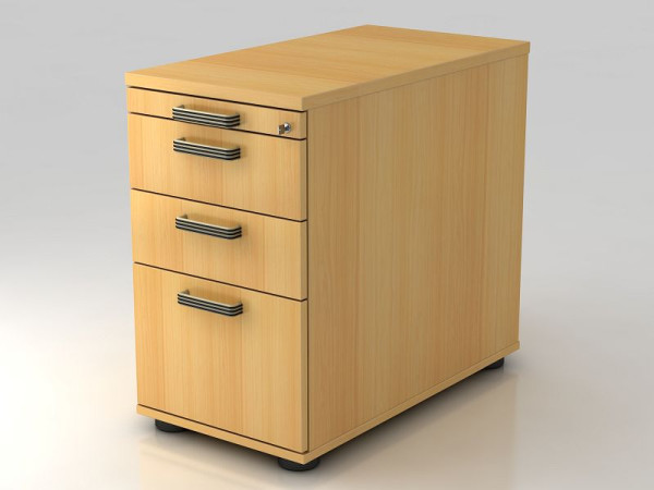 Conteneur sur pied Hammerbacher 80cm, 2 tiroirs, 1 HR, serrure, poignée en bande de hêtre, 42,8x72-76x80 cm, 1/3/3/6 HE, VSC40/6/6/SG