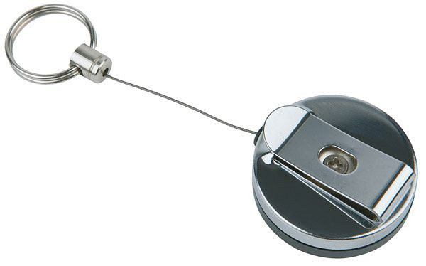 Cordon de clé APS, Ø 4 cm, hauteur : 2 cm, ABS, métal, acier inoxydable, cordon en acier inoxydable : 65 cm de long, pack : 2 pièces, 93170