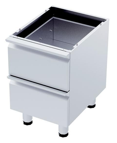 gel-o-mat Base neutre en acier inoxydable, 2 tiroirs, pieds réglables en hauteur, panneau arrière, base pour GO Cook 600, DS4060