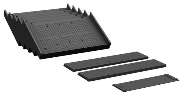 Kit d'équipement de conteneur geramöbel pour tiroirs métalliques : 2 compartiments horizontaux, 1 compartiment longitudinal, 5 étagères inclinées, noir, S-530900-M
