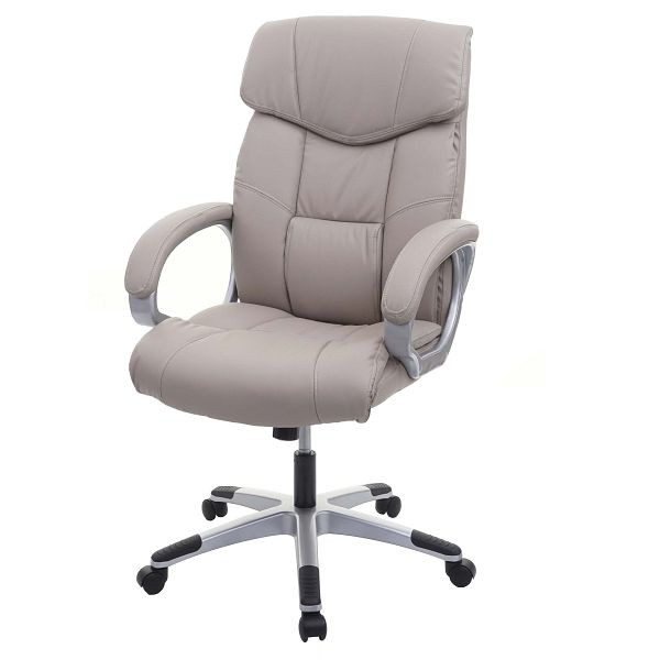 Chaise de bureau Mendler HWC-A71, chaise de direction, chaise pivotante, simili cuir, gris taupe, 74183