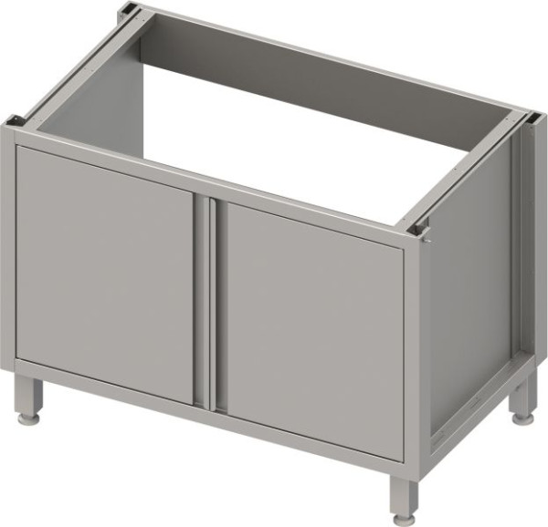 Meuble pour évier en acier inoxydable Stalgast version 2.0, pour pieds/cadre de socle, avec portes battantes 1300x540x660 mm, BX13571