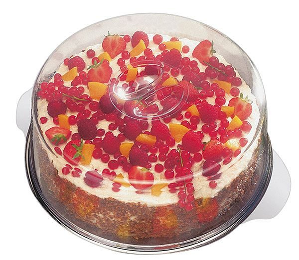 Assiette à gâteau APS avec 2 hottes, Ø 30 cm, hauteurs de hotte 7 + 11 cm, assiette à gâteau : inox 18/0, hotte : polystyrène, 00652
