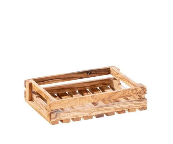 APS Table Caddy -OLIVE-, 25 x 18 cm, hauteur : 6 cm, bois d'olivier, couleur et grain uniques, 01017