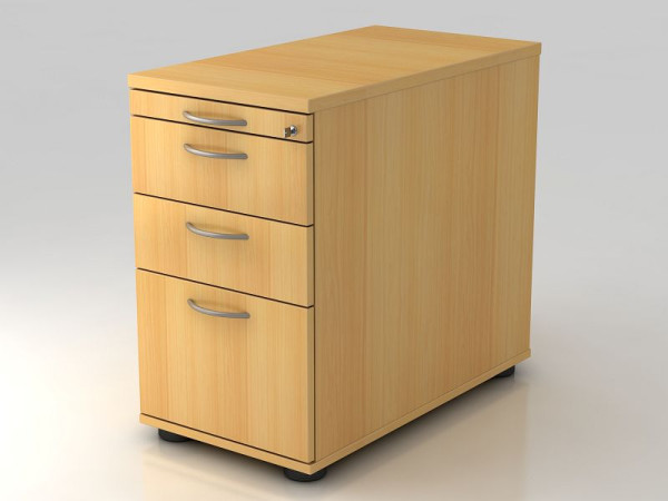 Conteneur sur pied Hammerbacher 80cm, 2 tiroirs, 1 HR, serrure, poignée en hêtre, 42,8x72-76x80 cm, 1/3/3/6 HE, VSC40/6/6/BM
