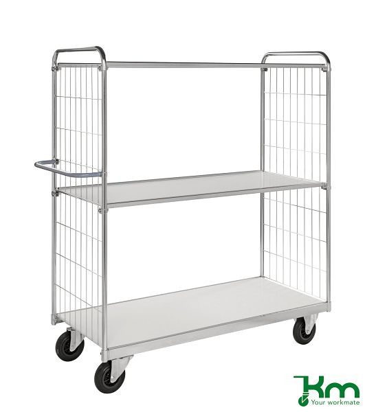 Kongamek Chariot à étagères robuste et flexible série 9000, 2 roulettes pivotantes et 2 fixes, 1590 x 650 x 1695 mm, KM9000-3L