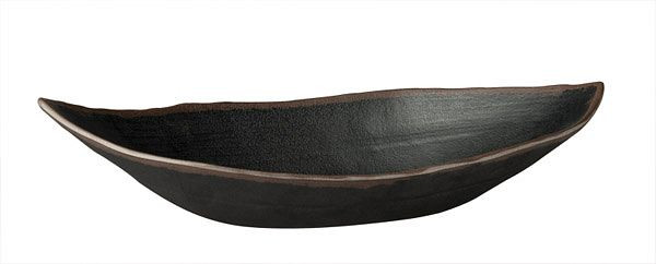 Bol à feuilles APS -MARONE-, 36 x 19 cm, hauteur : 8 cm, mélamine, noir, avec bord marron, 0,9 litre, 84101