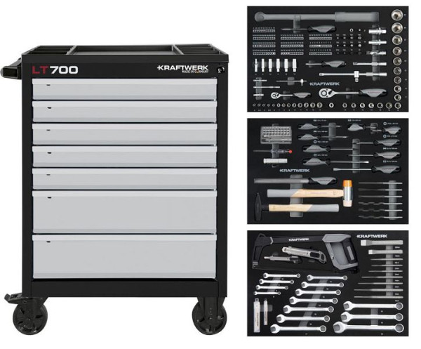 Chariot d'atelier Kraftwerk BASIC LINE LT700, 7 tiroirs, 259 pièces, 102.107.214