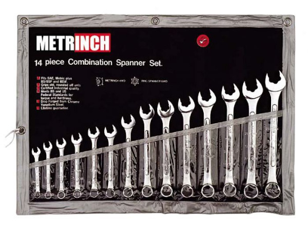 Jeu de clés mixtes Metrinch en étui roulant 14pc MET-0125