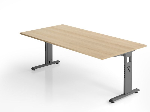 Bureau Hammerbacher OS2E, 200 x 100 cm, plateau : chêne, épaisseur 25 mm, chant ABS 2 mm, forme rectangulaire, VOS2E/E/G