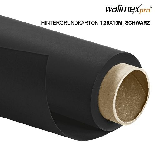 Fond carton Walimex pro 1.35x10m, noir, 22805