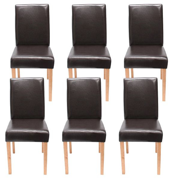 Ensemble de 6 chaises de salle à manger Mendler, chaises de cuisine, Littau, cuir, marron, pieds légers, 7975+24482