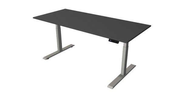 Kerkmann table debout/assise L 1800 x P 800 mm, argent, réglable en hauteur électriquement de 630 à 1270 mm, anthracite/argent, 10276913