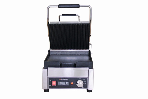Grill de contact Schneider petit - ondulé / lisse, surface de grill : 24 x 26 cm, dimensions extérieures : 27x29x47 cm, 150910