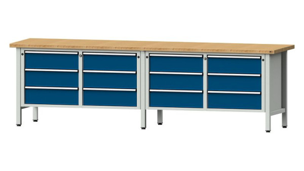 Établis ANKE établi à caissons, modèle 108 V, 2800 x 700 x 840 mm, RAL 7035/5010, BMP 40 mm, 301.444