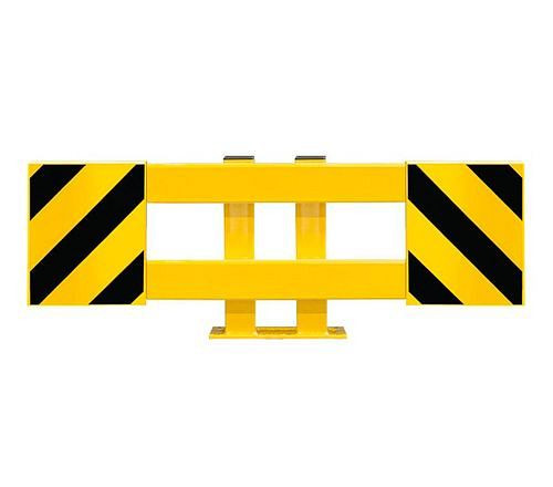 Planche de protection d'étagère Ampere, extensible jusqu'à 1300 mm, plastifiée, jaune, avec rayures noires, 311064