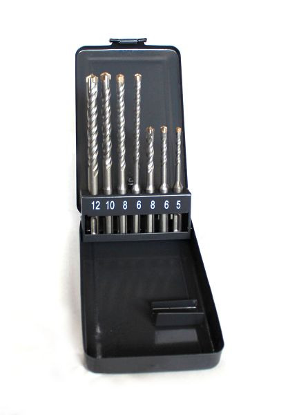 VaGo-Tools Drill SDS Plus Jeu de 7 pièces double hélice + croix Quadro, SDS-7_xv