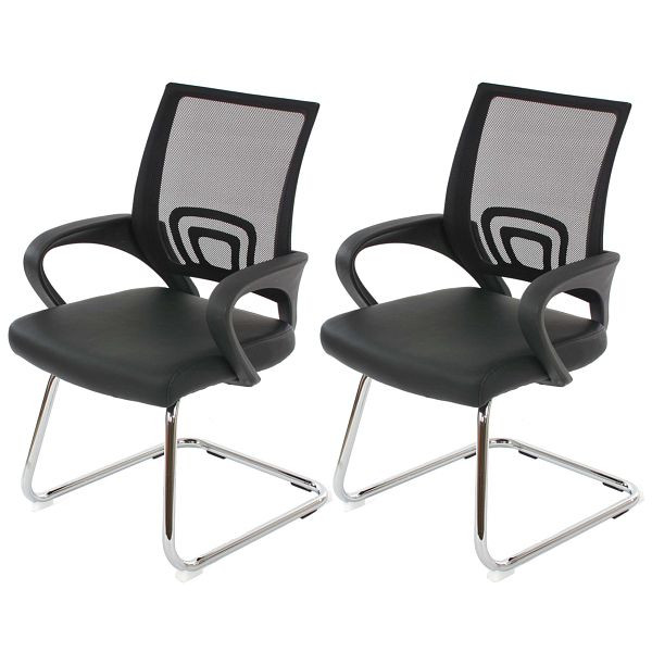 Ensemble de 2 chaises de conférence Mendler Ancona, chaise visiteur, simili cuir, noir, 36568
