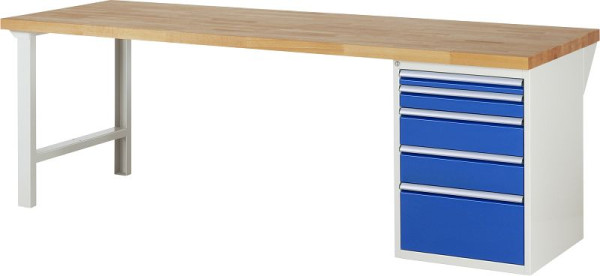 Etabli RAU série 7000 - conception modulaire, 5 x tiroirs, 2500x840x900 mm, 03-7511A1-259B4S.11
