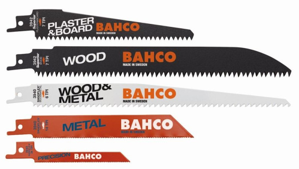 Jeu de lames de scie sabre Bahco, 10 pièces, (6x pour métal, 1x bois+métal, 2x bois, 1x plastique), 3940-MIX-SET-10P