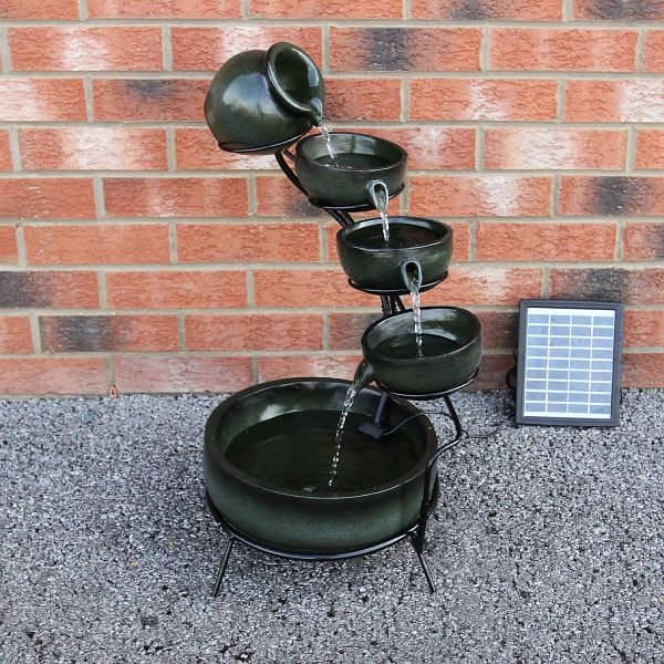 Fontaine Cascade Monster Fontaine décorative Fontaine à batterie solaire Vert 27606